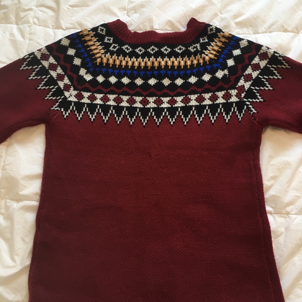 Reborn womens Icelandic style sweater red XL small fit. 3/4 sleeve 2/50💕
